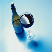 wine bottle and glass of red wine